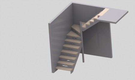 Escalier quart tournant avec découpe laser